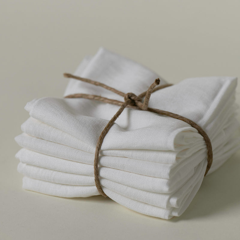 white linen napkins       (set of 6)